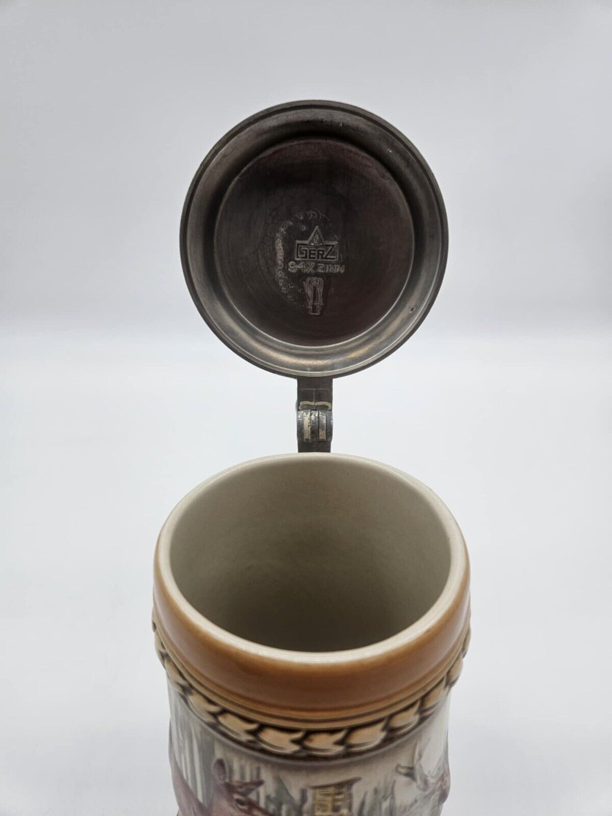 Vintage Gerz German Lidded Stein w/ Putter Stag (JB01)