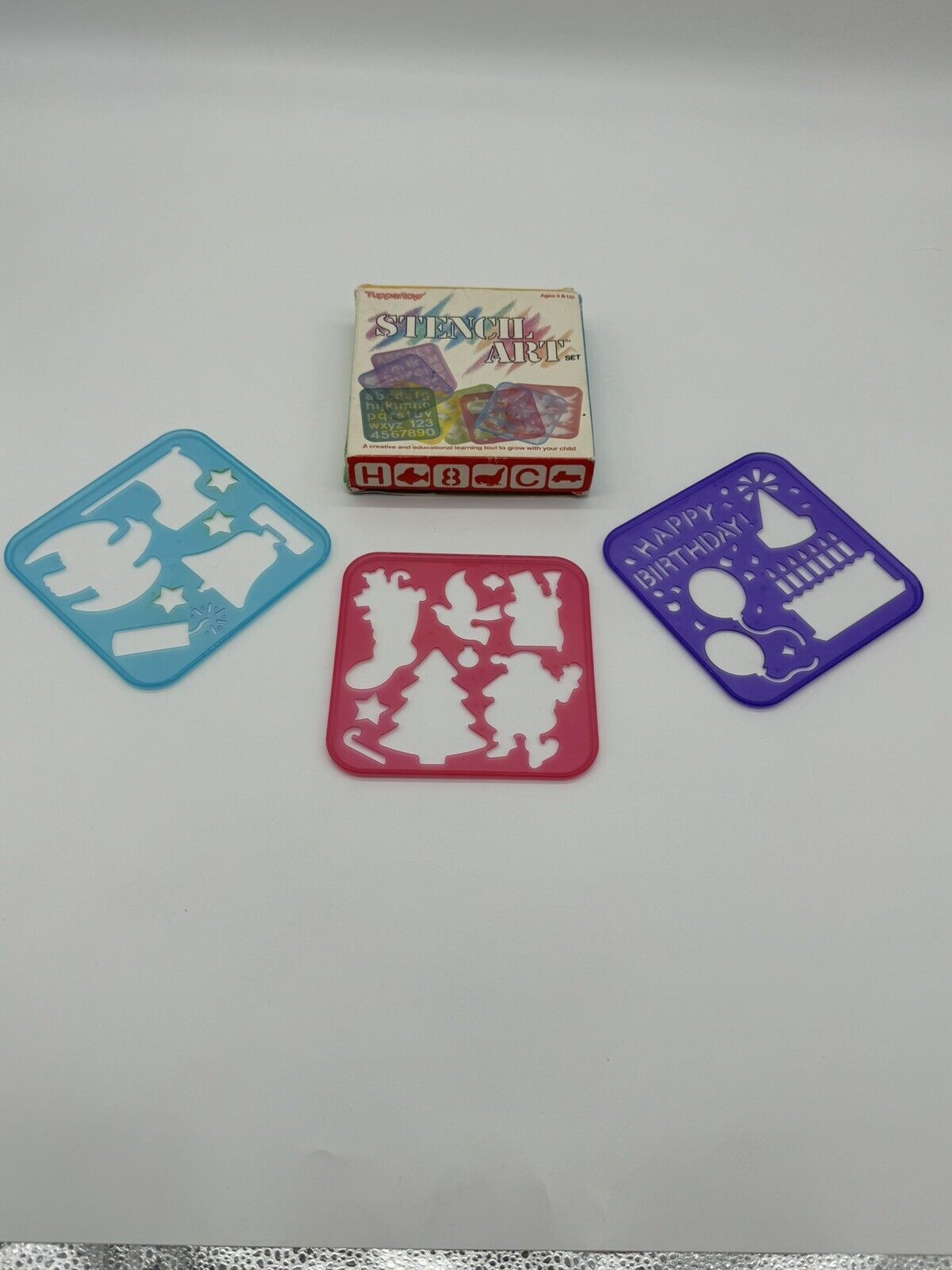 Tupperware Tuppertoys Vintage Stencil Art Set w/ 3 Xtra Totaling 11 Stencils