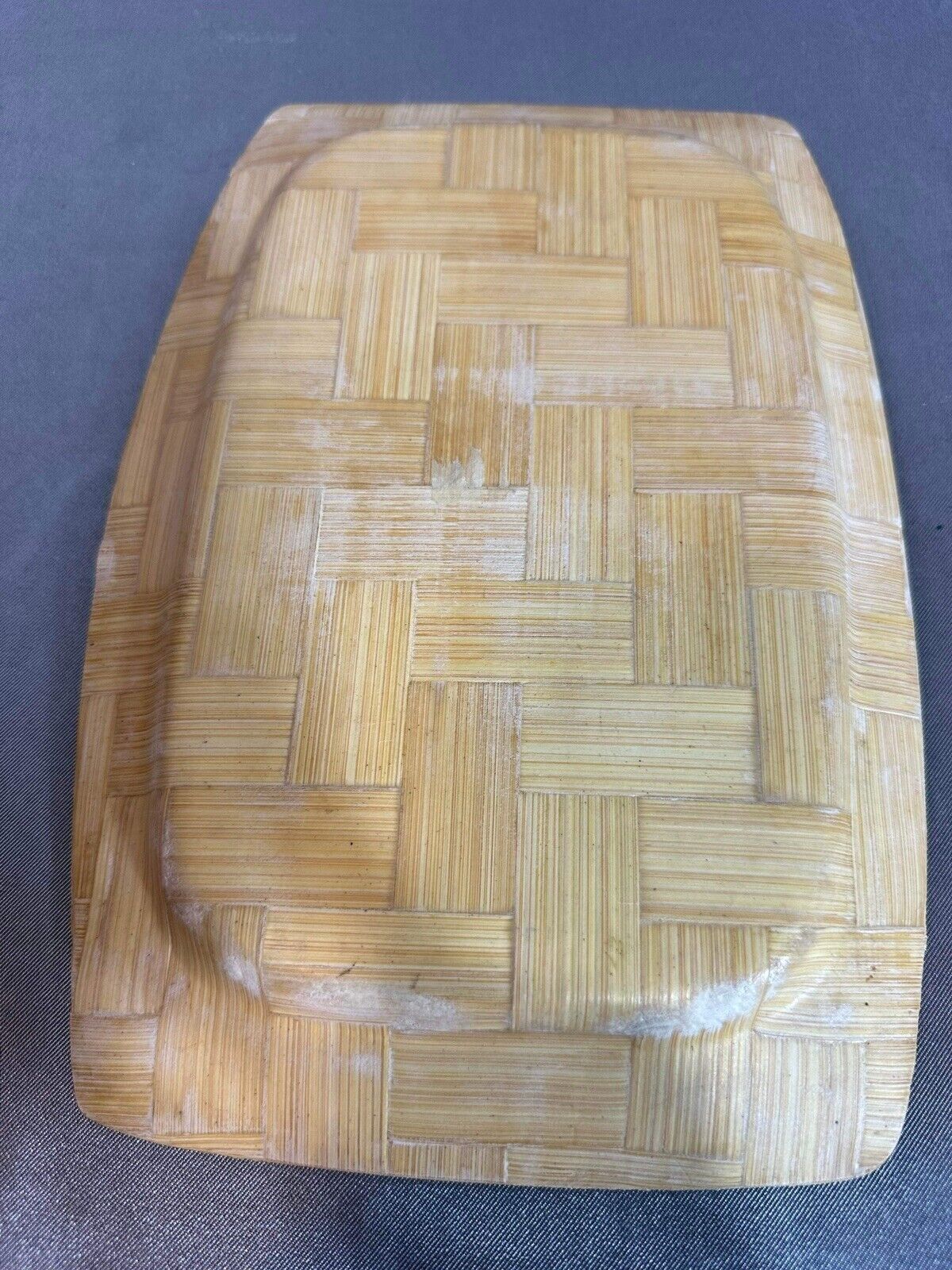 Vintage Philippines Bamboo Souvenir Plate Platter Woven Wood