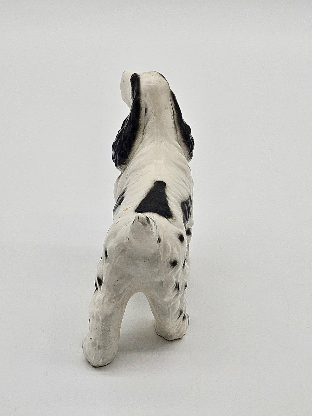 Vintage Cocker Spaniel Dog Black & White Ceramic Figurine 5"  Made in Japan