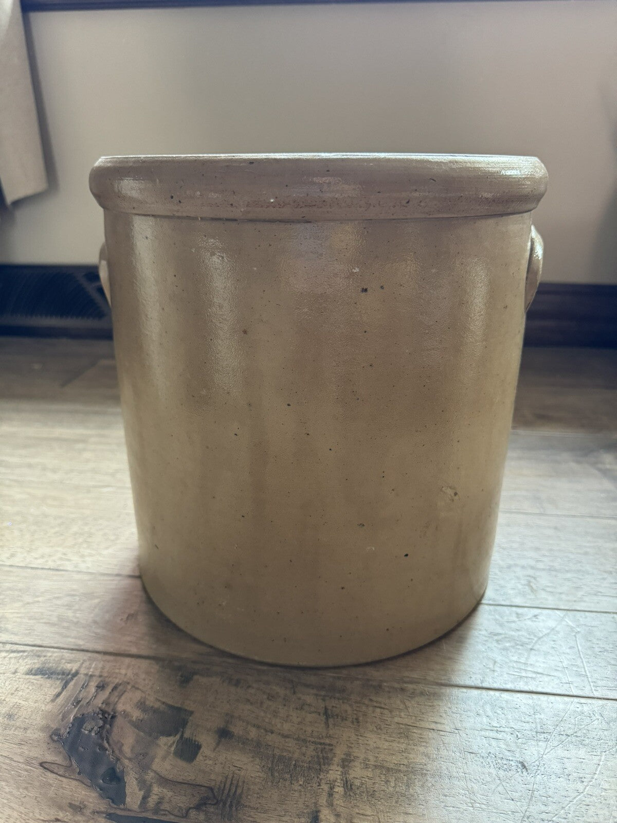 Primitive Antique Bee Sting Salt Glaze Stoneware Crock Cobalt Blue 4 Gal Handles