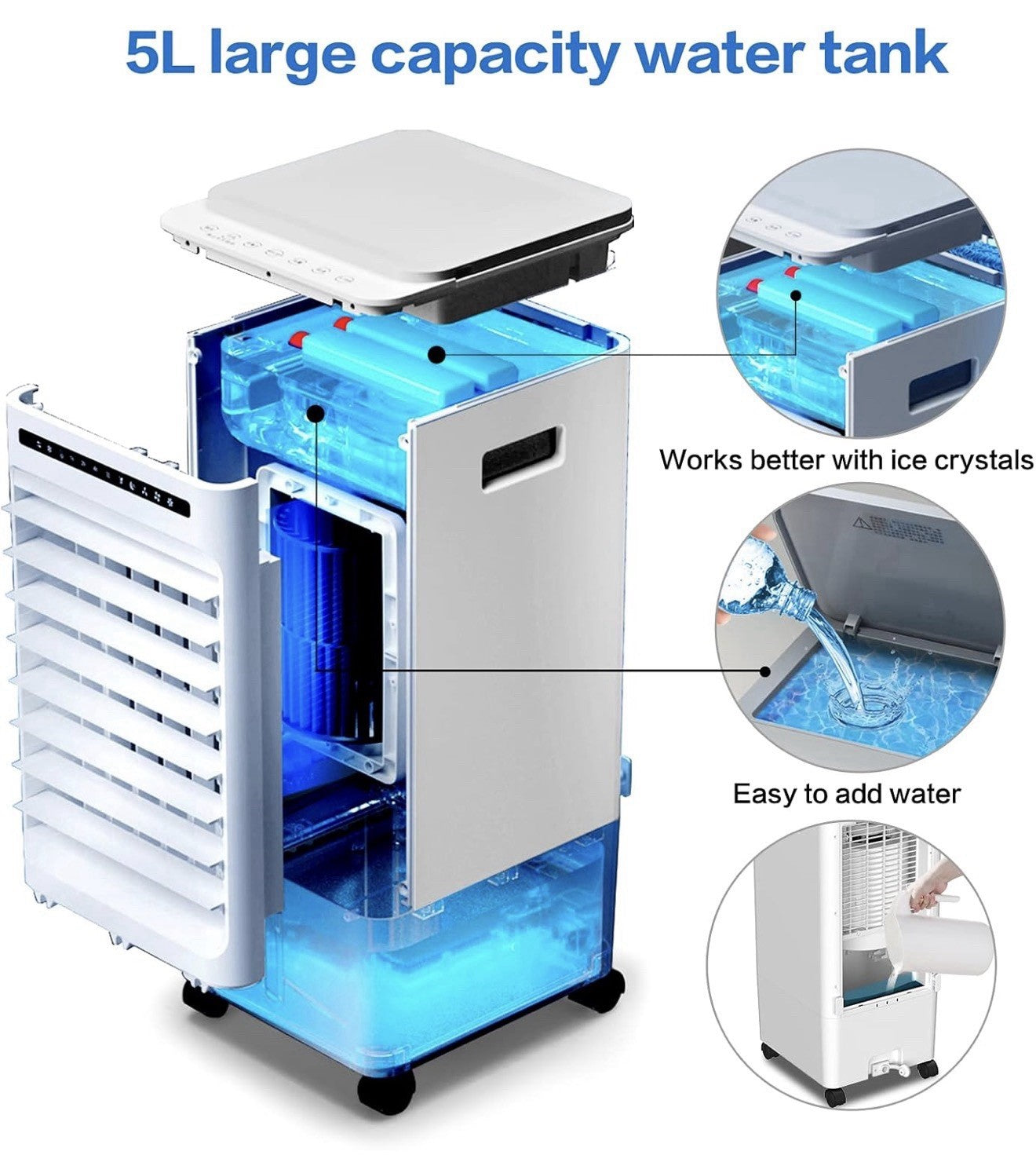 Aliavos Evaporative Air Cooler with Ioniser & 4 Ice Boxes & Remote