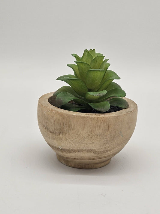 Threshold Faux Succulent Lifelike Plastic Greenery in Wooden Vase