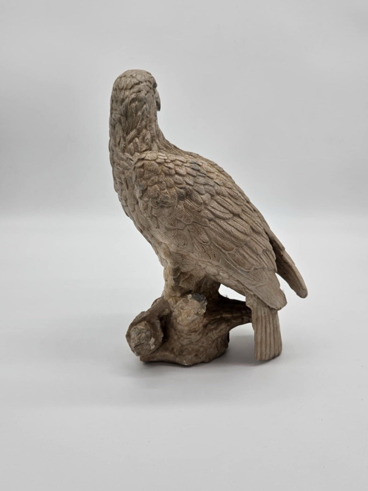 Pressed Stone Eagle Statue Massive Forest Bird Sculpture 14”