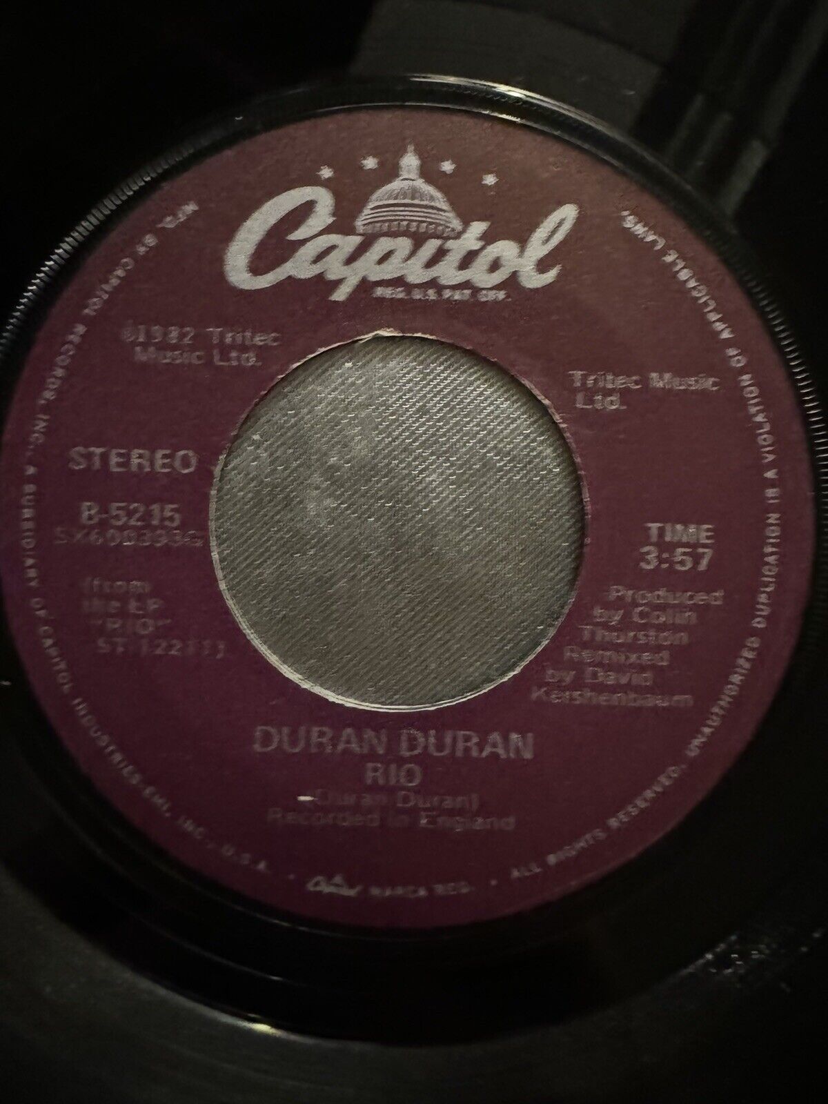 Duran Duran-Rio-Hold Back The Rain-Capitol B-5215-Vintage '82 Picture Sleeve 45