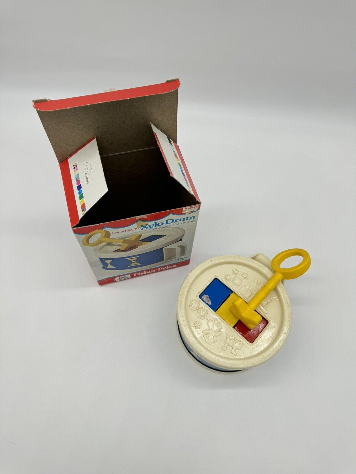 FISHER PRICE~VINTAGE XYLO DRUM (Xylophone Drum)~1976 421 Yellow Stick Baby Music