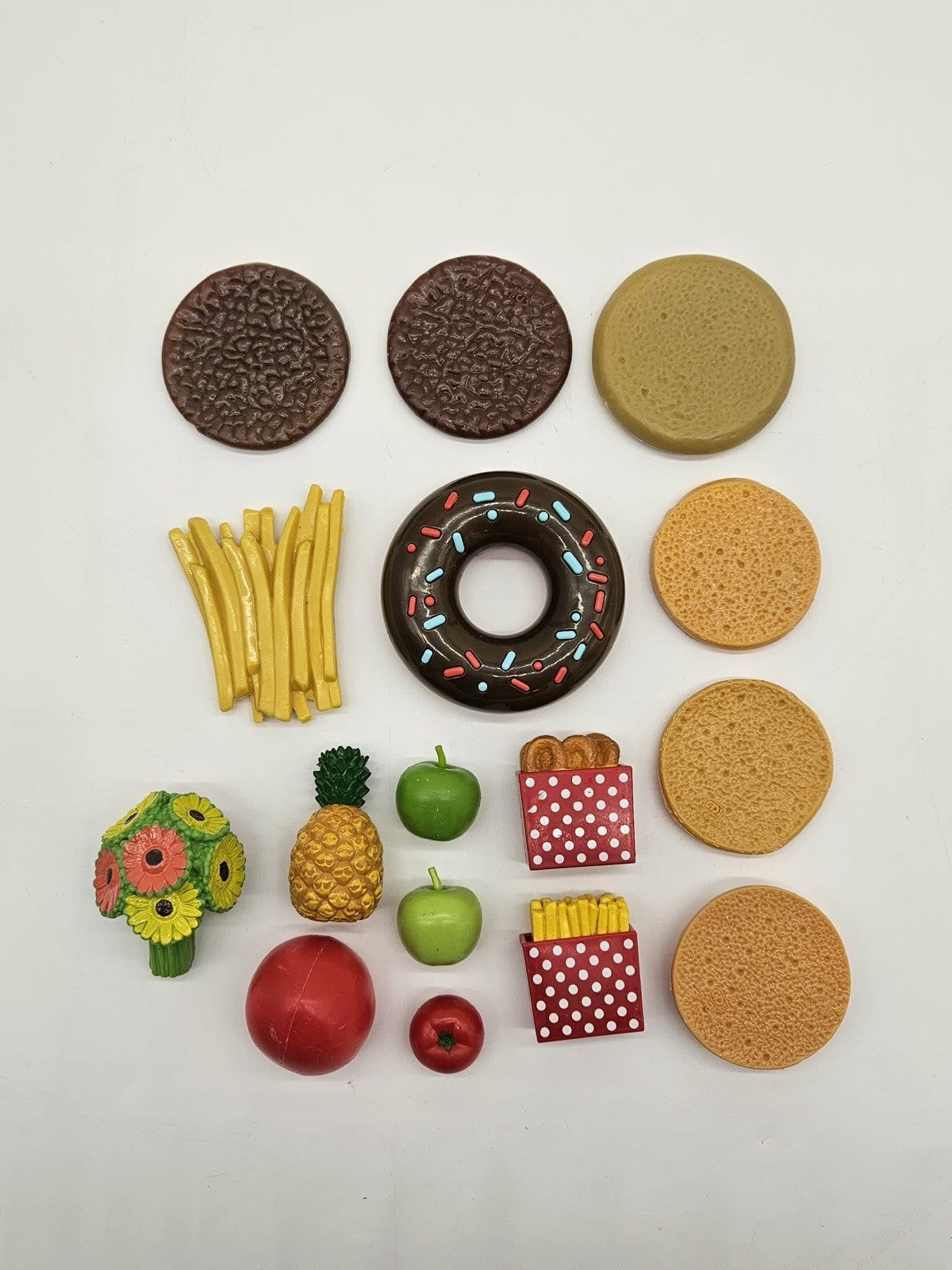 Assorted Dollhouse Miniature Food Lot Donut Fries Fruit Burgers Cookies