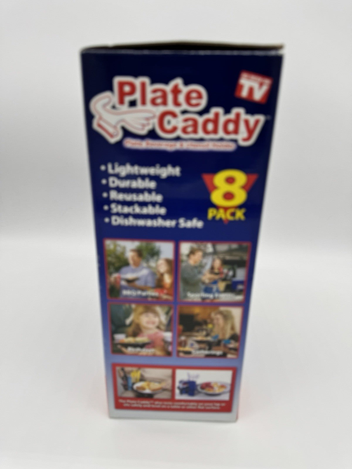 Plate Caddy As Seen on TV 8-Pack Plate Beverage Utensil Holder Color Snack Pics