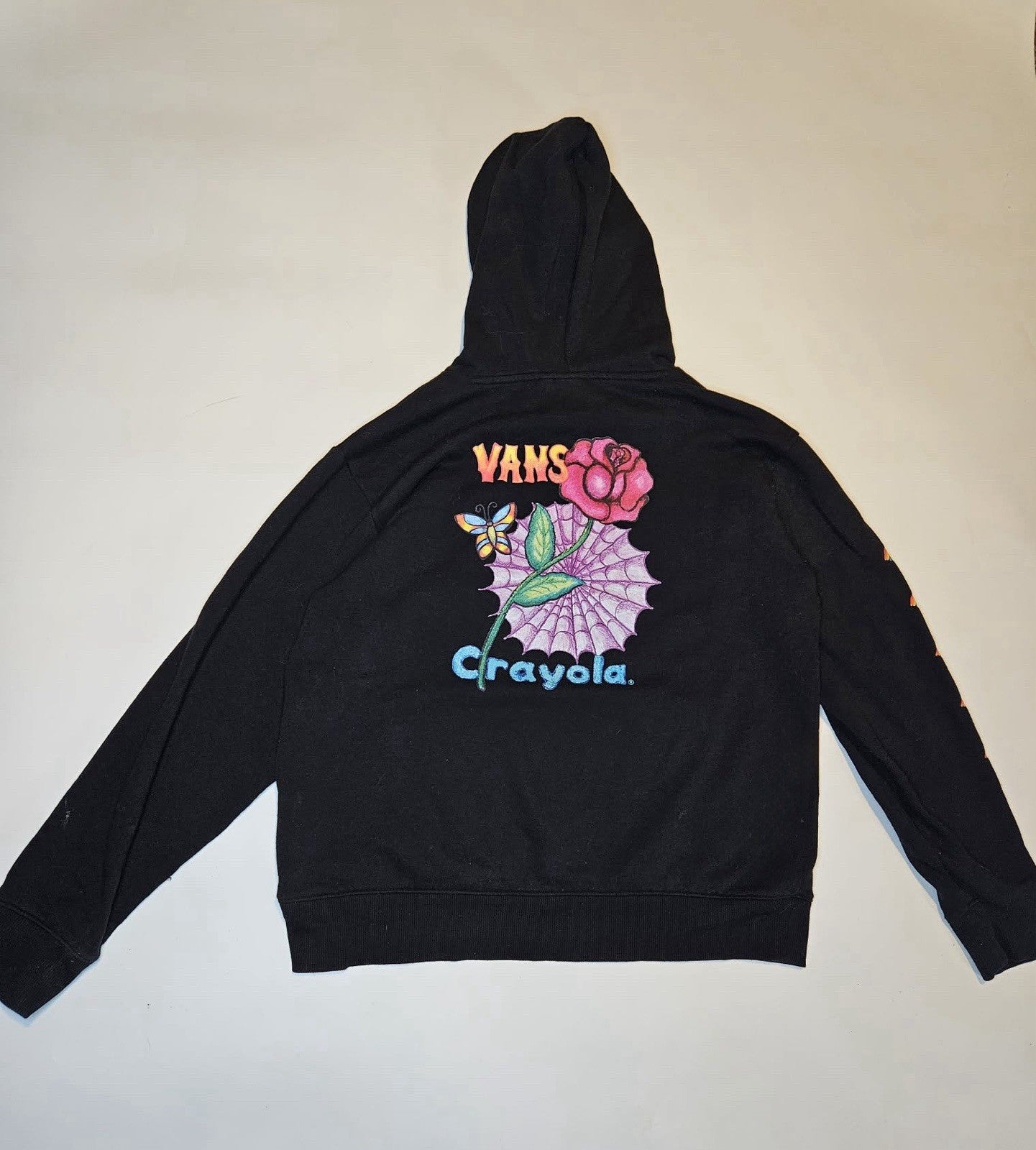 Vans Size SMALL Hoodie Crayola Rainbow Flower Black Limited Edition