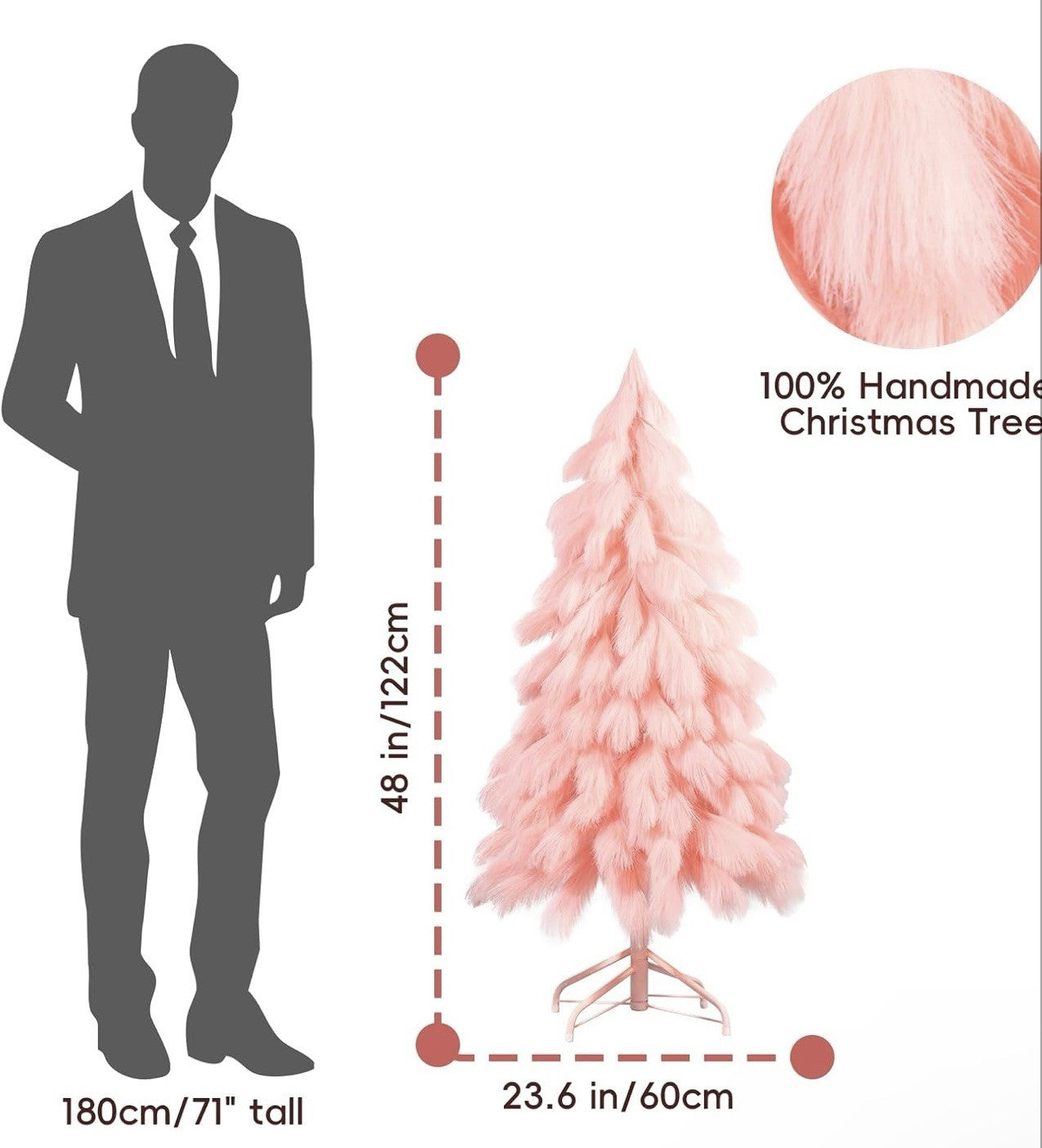 Romantic season Handcrafted 4FT Pink Christmas Tree