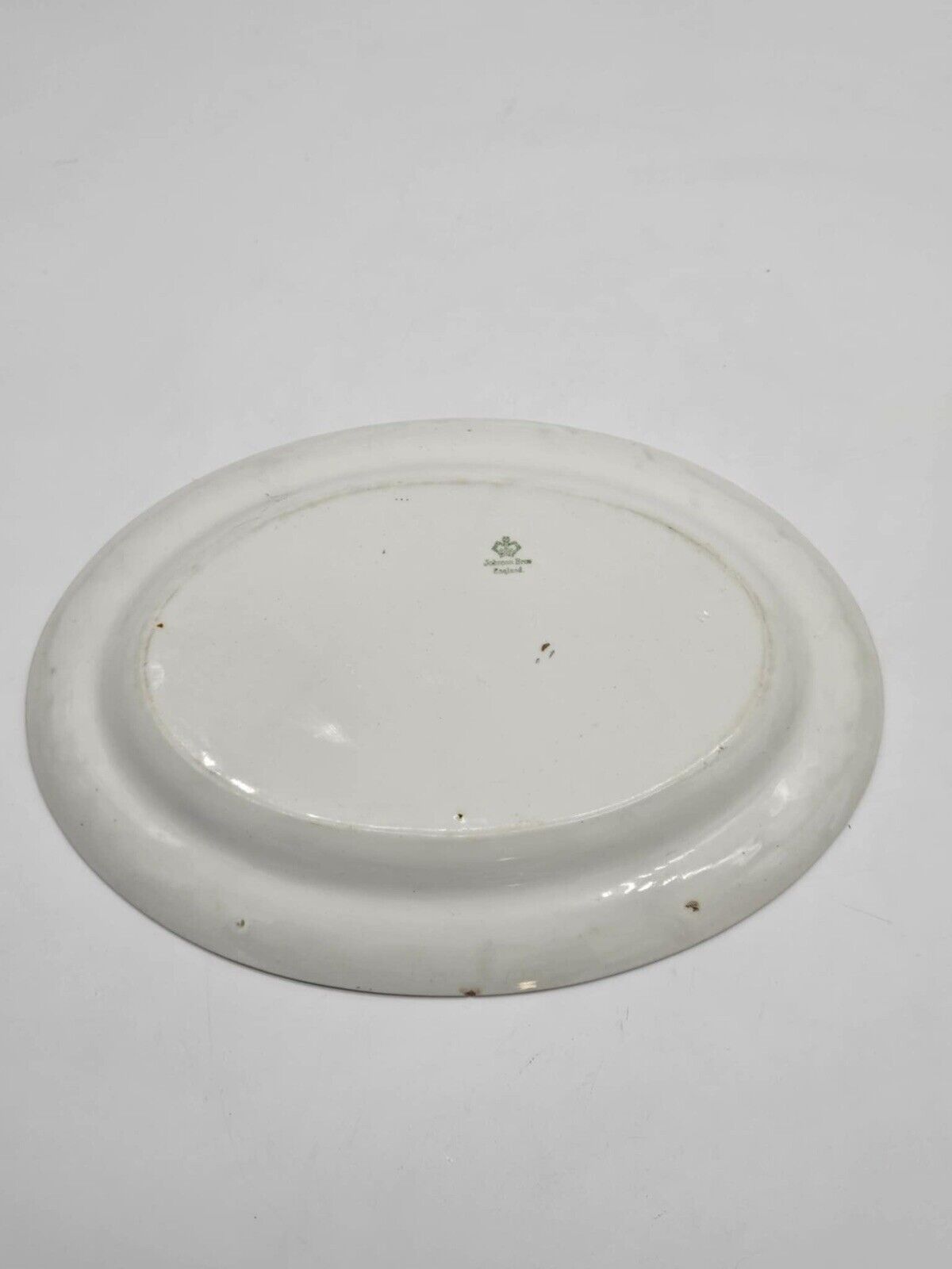 JOHNSON BROS ENGLAND SERVING PLATE GOLD TRIM GREEN BACKSTAMP FLOWERS