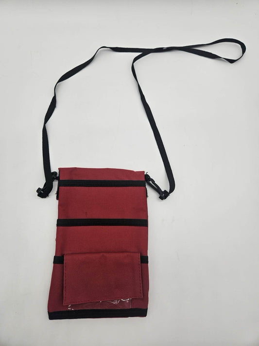 Vintage Travel Neck Wallet Passport Holder Security Pouch Red Black