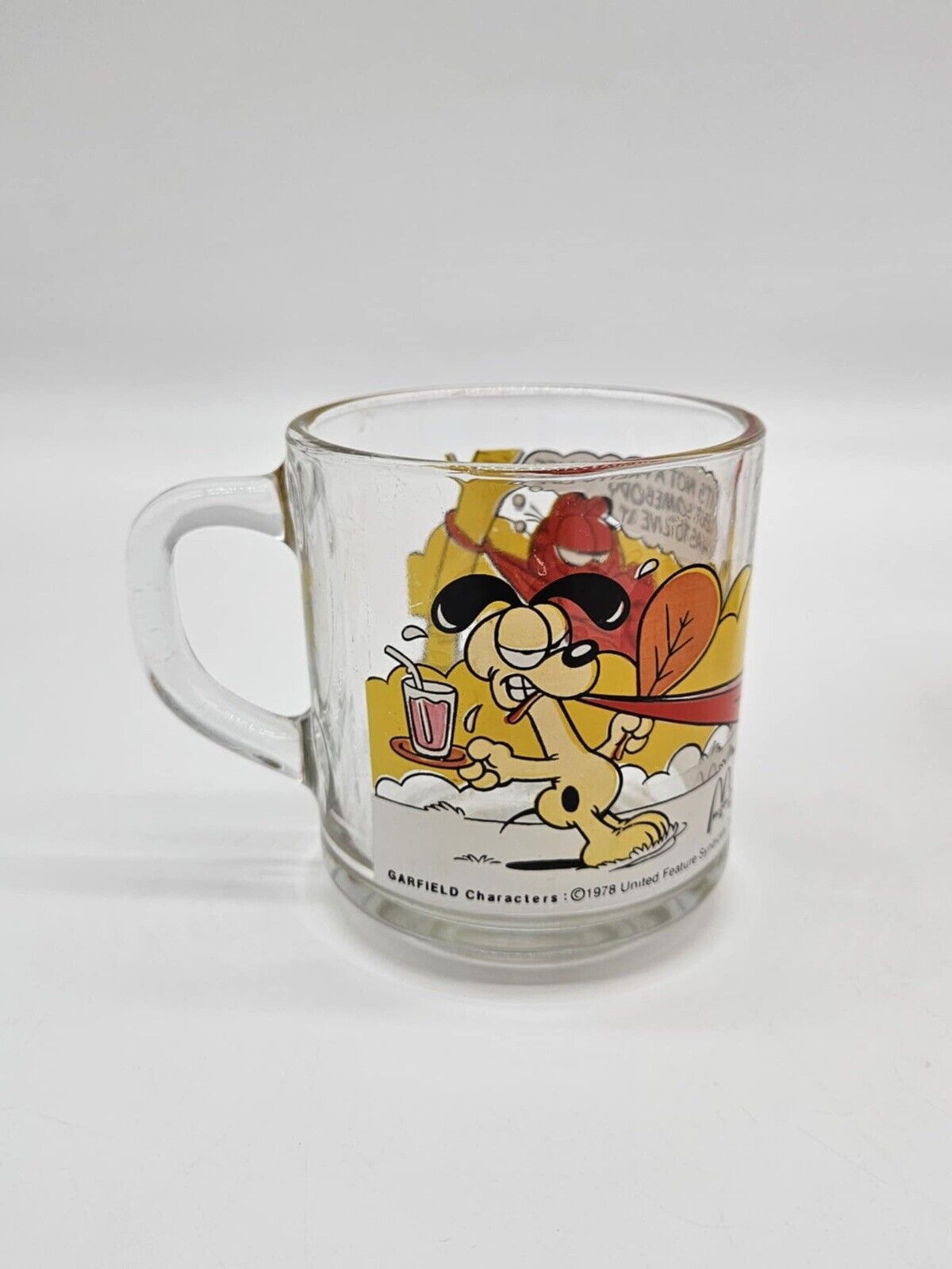 Set of 5 Vintage 1978 McDonald's Garfield Clear Comic Cups Mugs RARE