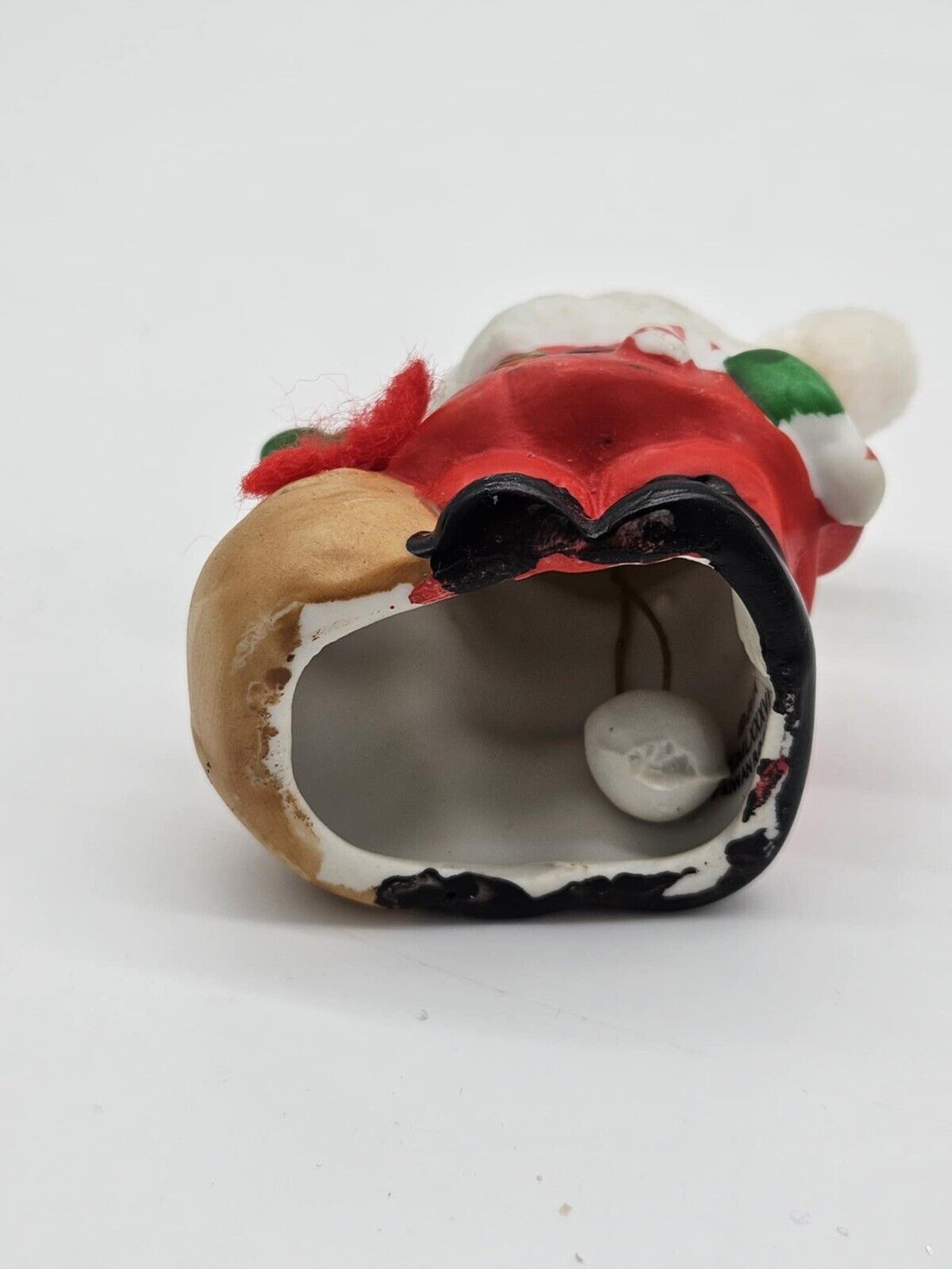 Vintage 1986 Santa Clause Ceramic Hanging Christmas Ornament Boa 3" tall
