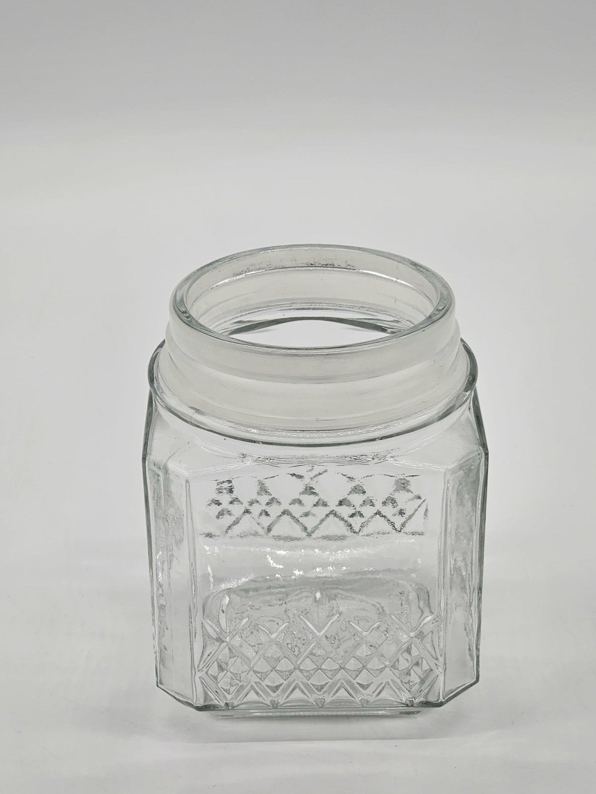 Vintage Anchor Hocking Wexford Clear Glass Canister Jar w/Lid Diamond Pattern 9"