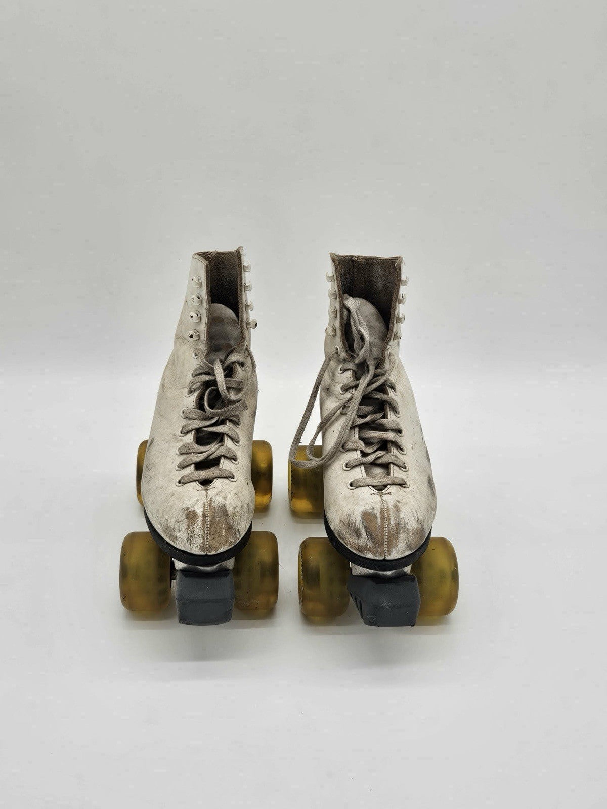 Vintage Sure-Grip Roller Skates White Leather Speed Skates USA Pair