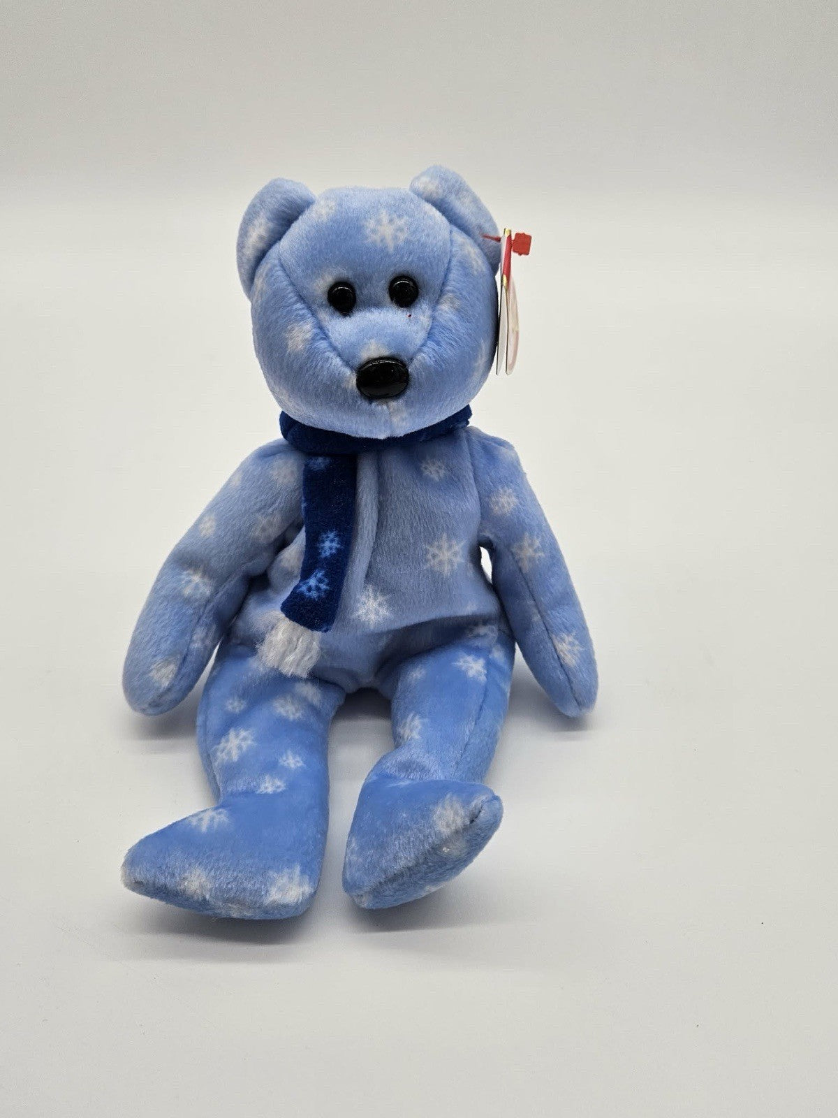 Holiday Teddy Blue with Snowflakes Ty Beanie Baby Plush Stuffed Animal Bear 1999