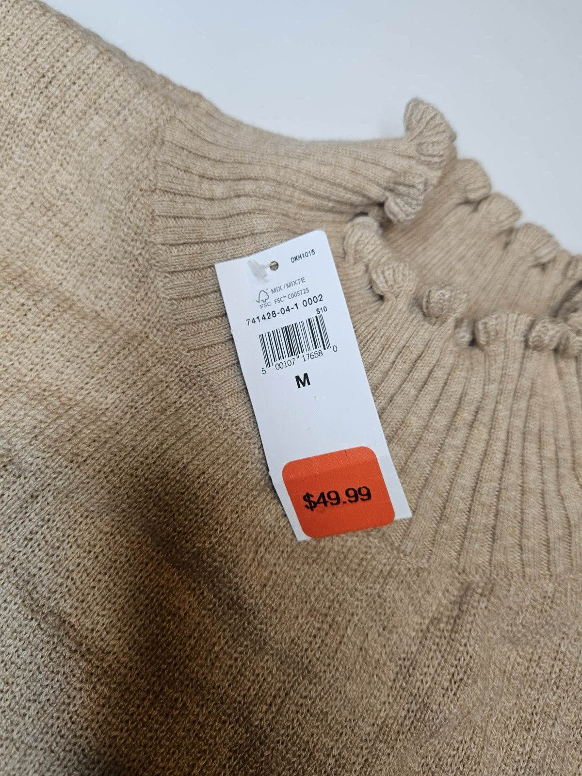 GAP Women’s Ribbed Knit Mock Neck Ruffle Collar Short Sleeve Sweater Sz S NWT