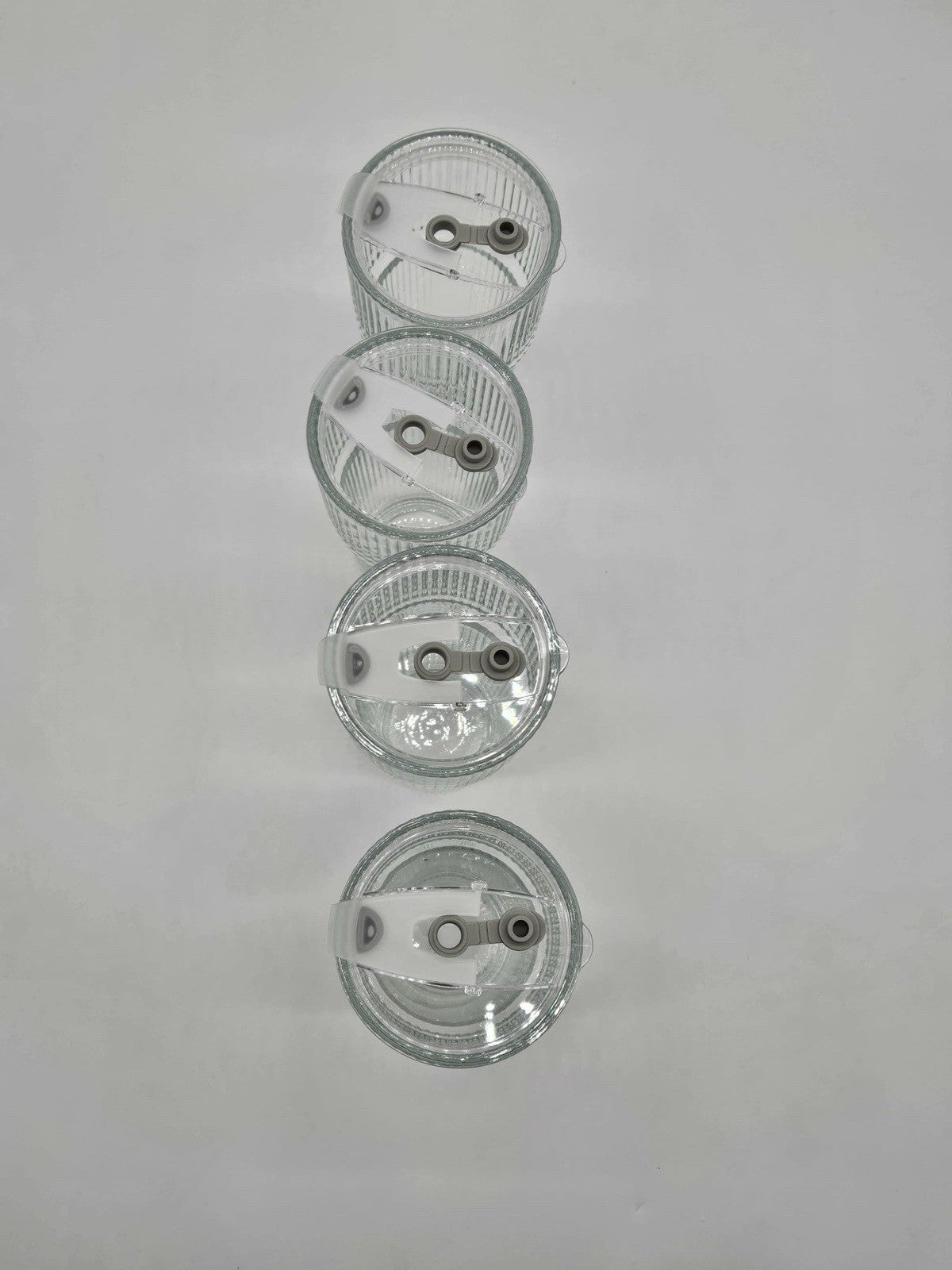 4 Pack 20oz Glass Cups with Lids, Vintage Ribbed Glassware