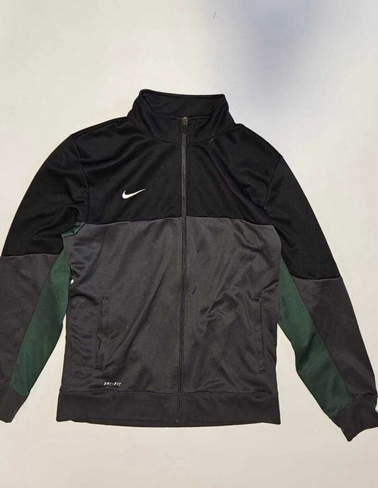 NIKE Mens Full Zip Retro Vintage Style Jacket Black Grey & Green ~ Sz M