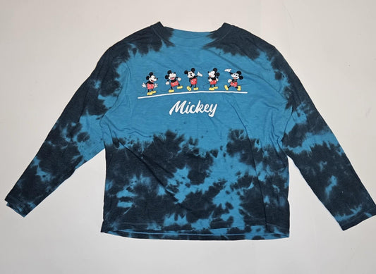 Youth XL 15-17 Disney Graphic T-Shirt Mickey Mouse Long Sleeve Tie-Dye Tee Blue