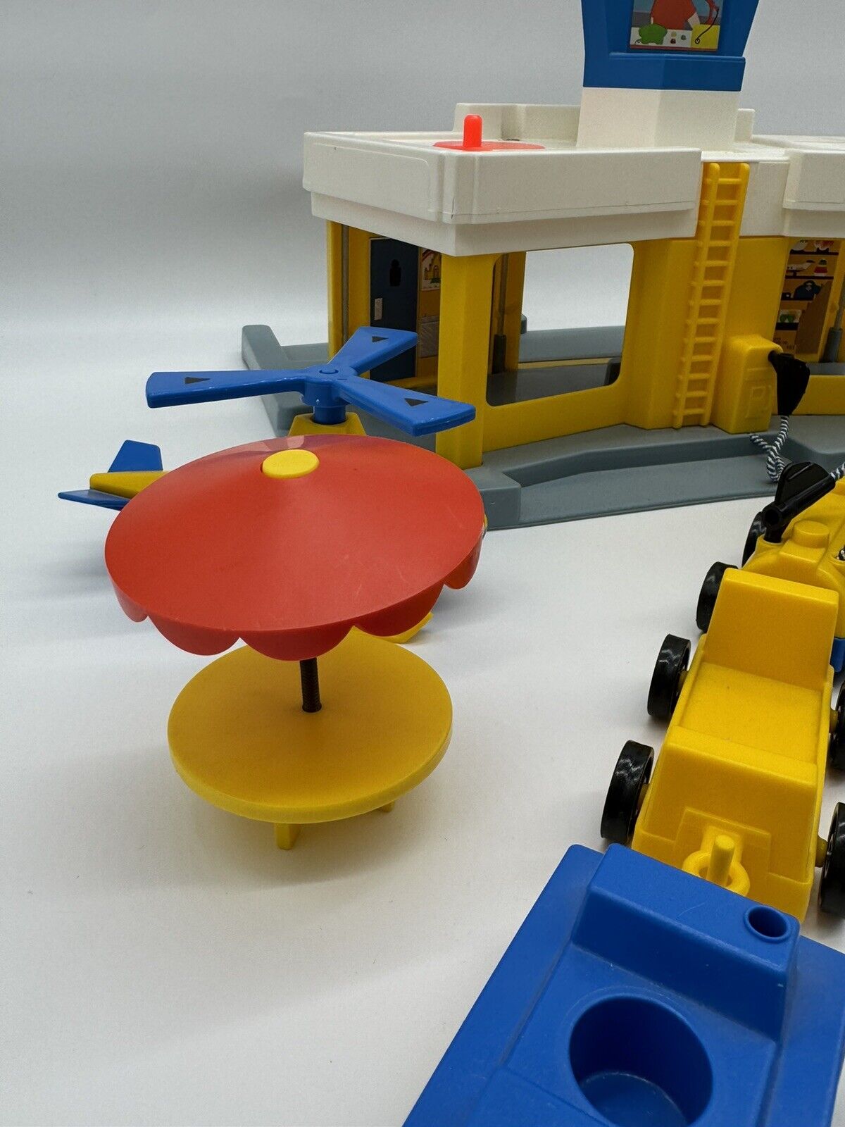 Vintage Fisher Price Little People Airport With Plane, Helicopter& Accessories