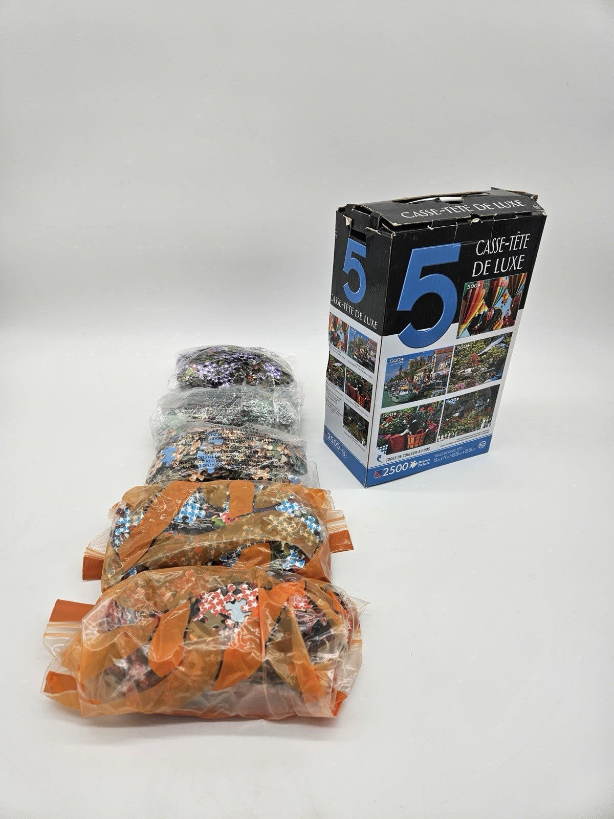 5 - 500 pc Deluxe Puzzles Steam Train Castle & more 2500 pcs Complete Cardinal