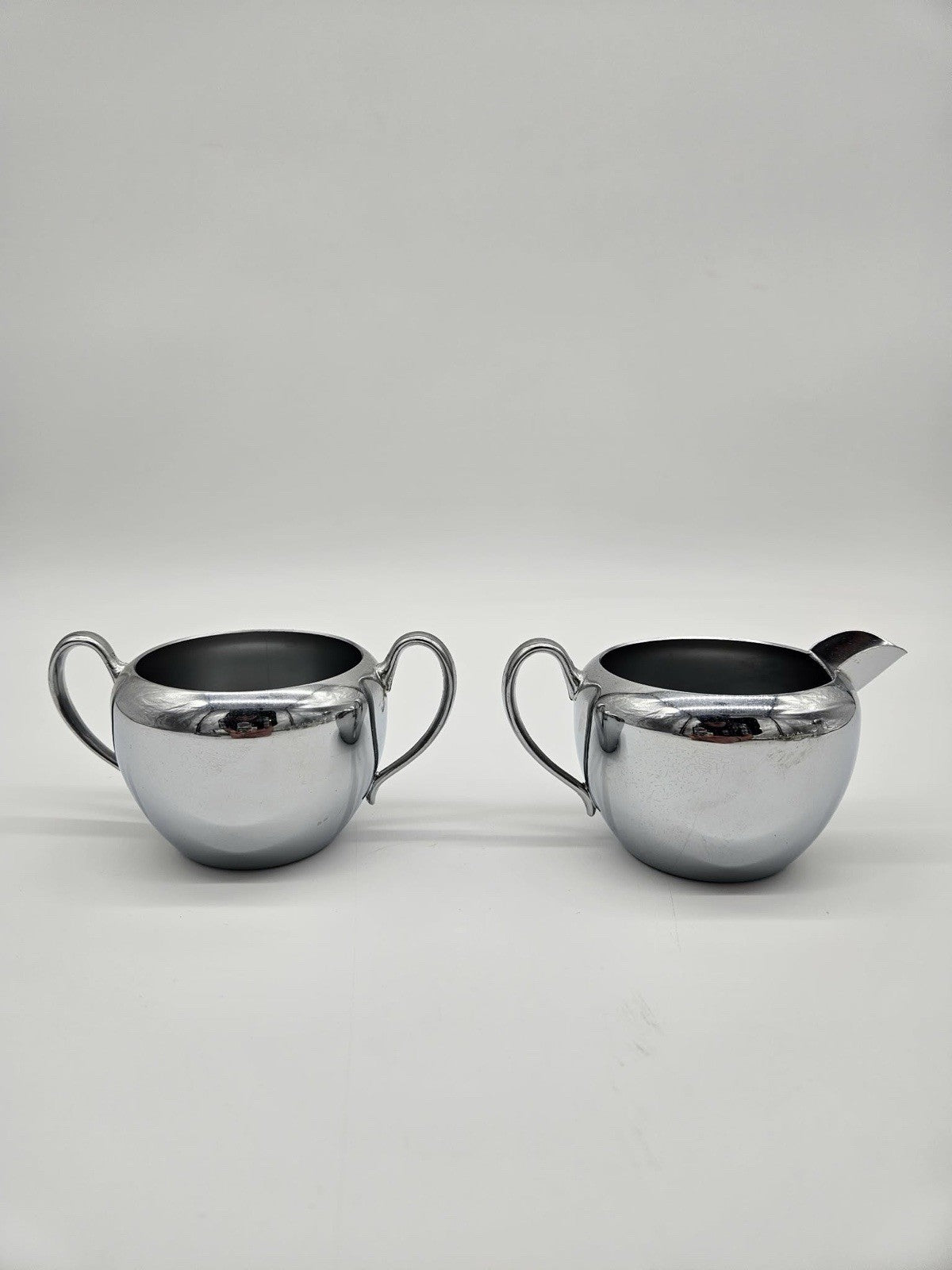 Mid-Century Chrome Creamer & Sugar Bowl Set