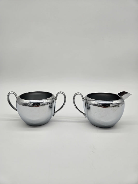 Mid-Century Chrome Creamer & Sugar Bowl Set