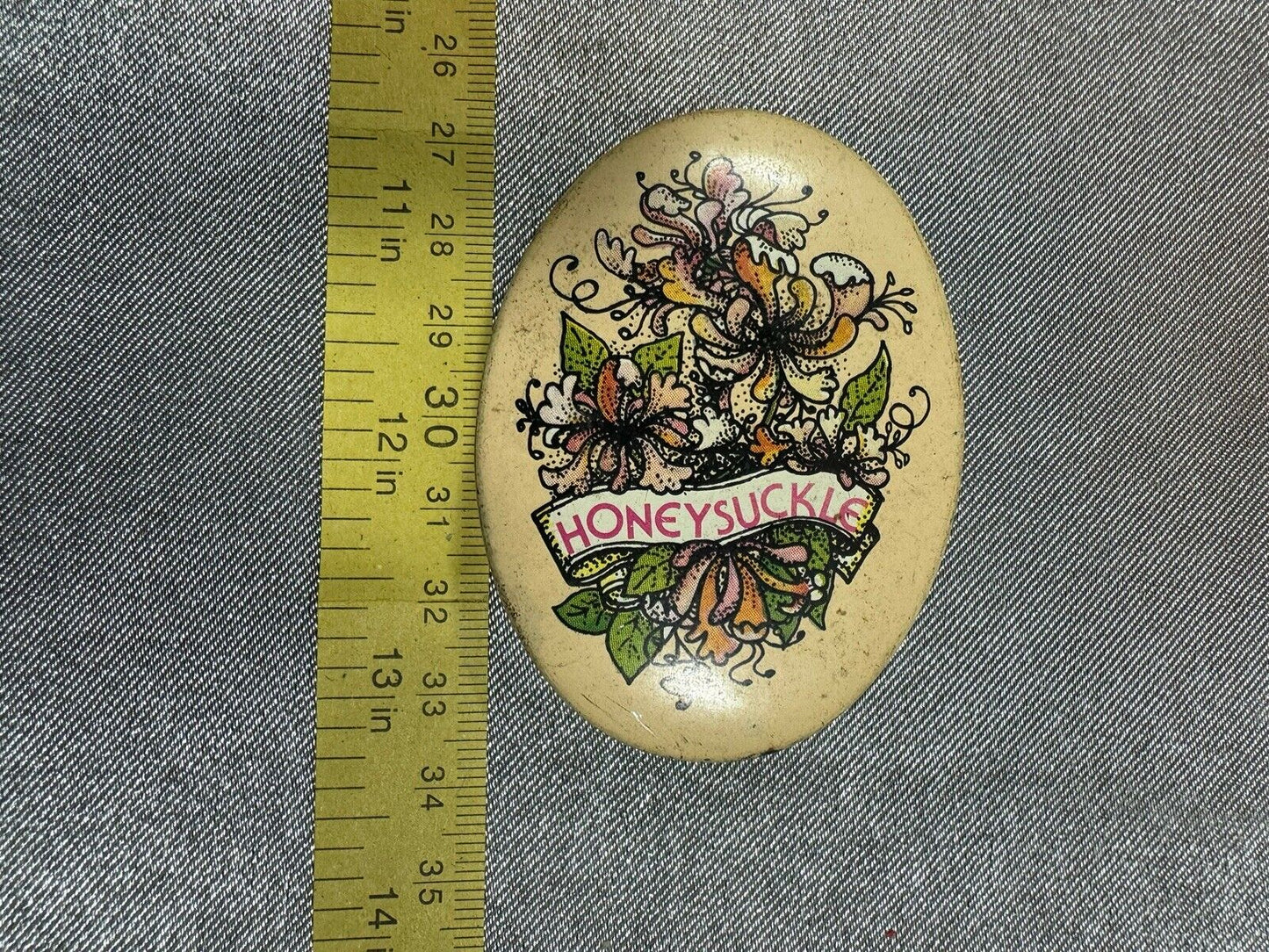 Vintage Antique Gilchrist & Soames of London Honeysuckle Tin Jar  005