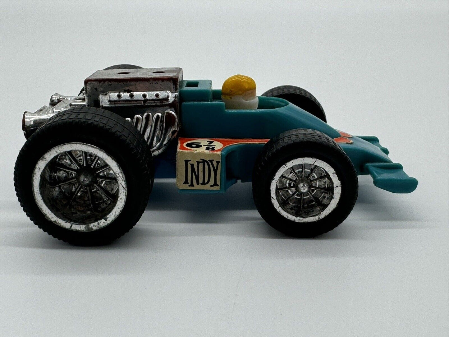 VINTAGE PLASTIC #1052 ZEE TOY INDY #6 7/8 BLUE RACE CAR