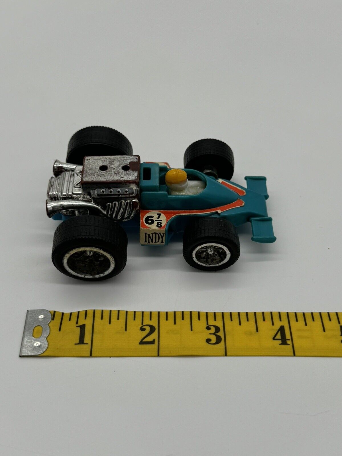 VINTAGE PLASTIC #1052 ZEE TOY INDY #6 7/8 BLUE RACE CAR