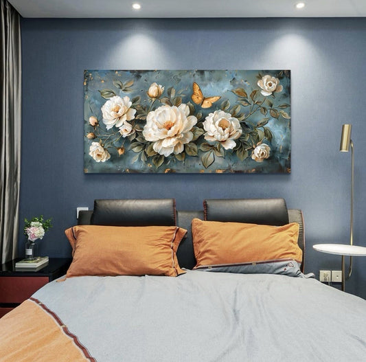 Large Panoramic Floral Canvas Wall Art Print - 48” X 24”
