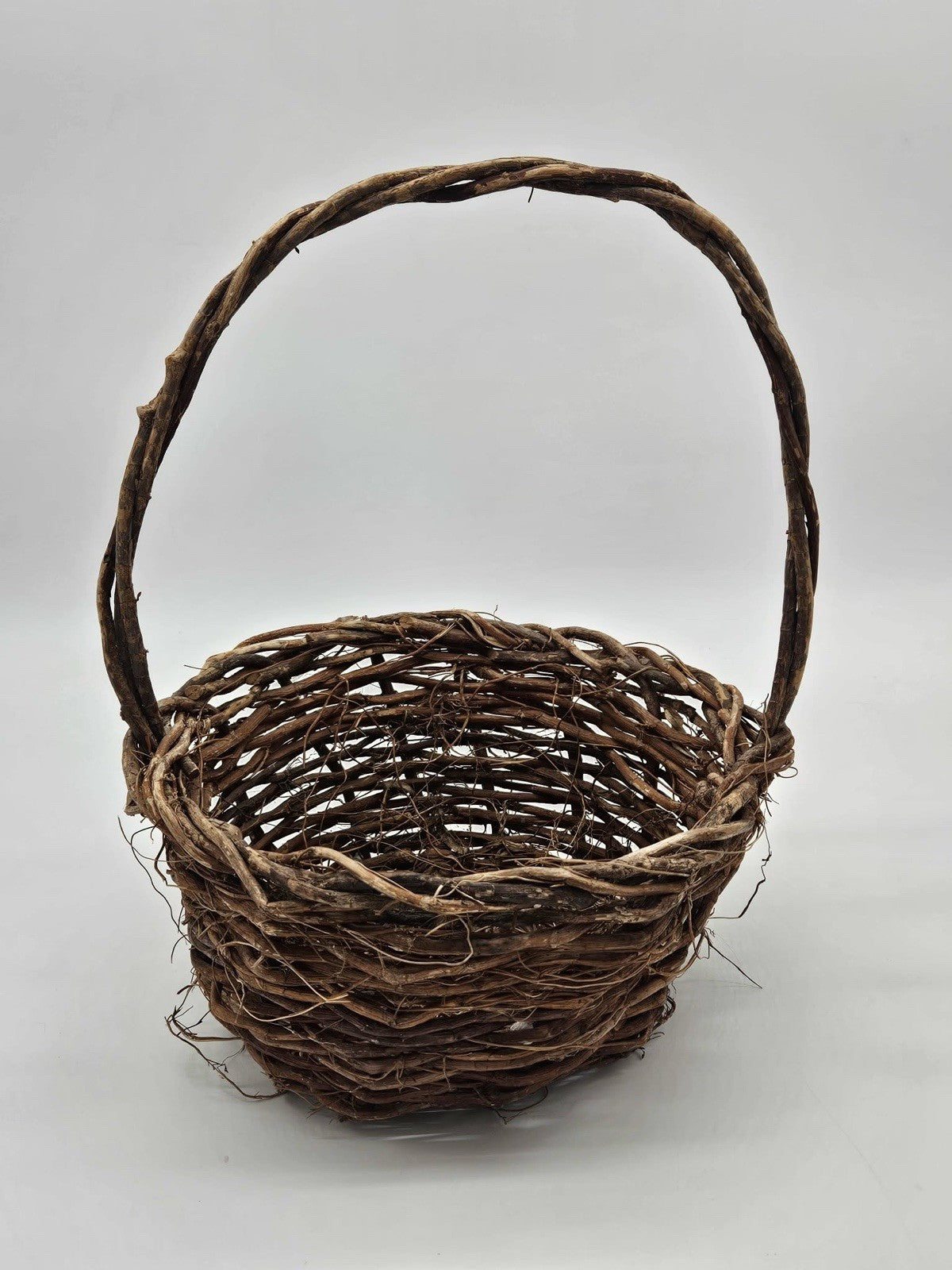 Vintage Small Brown Hand Made Basket 11" x 8" x 7.5"