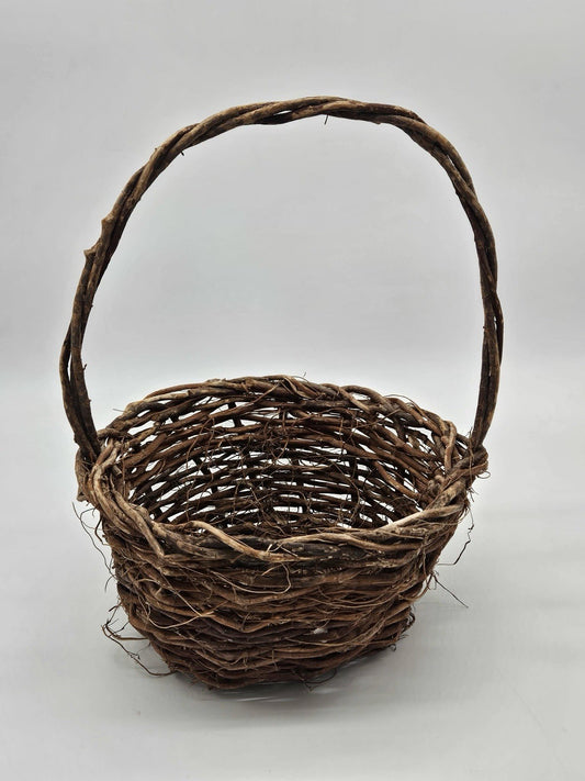 Vintage Small Brown Hand Made Basket 11" x 8" x 7.5"