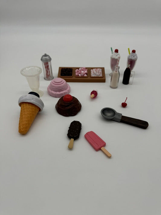 CUTE!! PLAY DOLL ICE CREAM TREATS ACCESSORY LOT