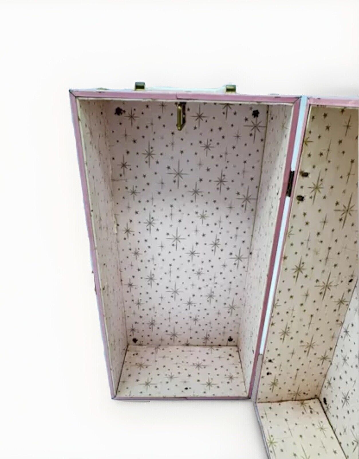 Vintage ATCO Pink Metal Large Doll Wardrobe Clothing Trunk Carrying Case 10”x 6"