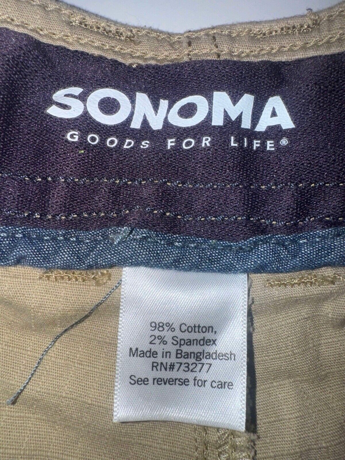 Sonoma Flexwear Ripstop Cargo Shorts Mens 38 Brown Cotton Stretch