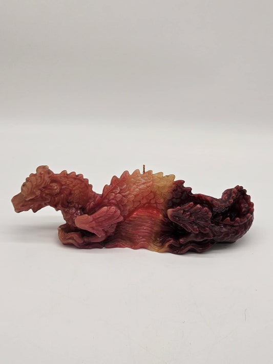 Vintage Oriental Asian Multicolored Wax Dragon Candle Unburned