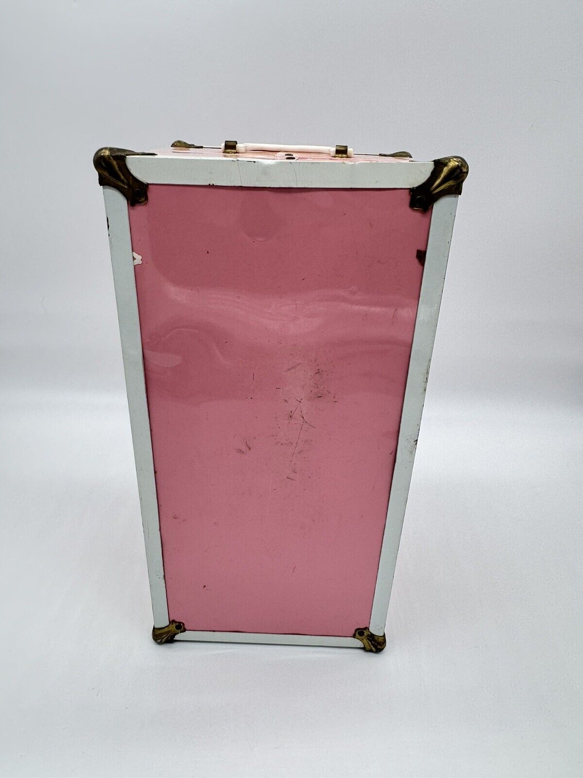 Vintage ATCO Pink Metal Large Doll Wardrobe Clothing Trunk Carrying Case 10”x 6"