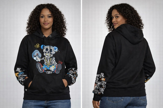 Screenshot Brand Black Graphic Skull Hoodie Small