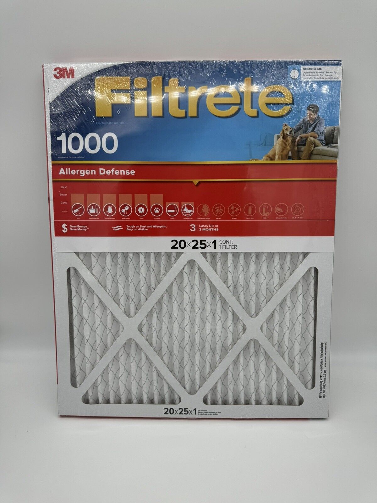 Filtrete MERV Pleated Allergen Air Filter 20x25x1 (FACTORY SEALED) 4PK