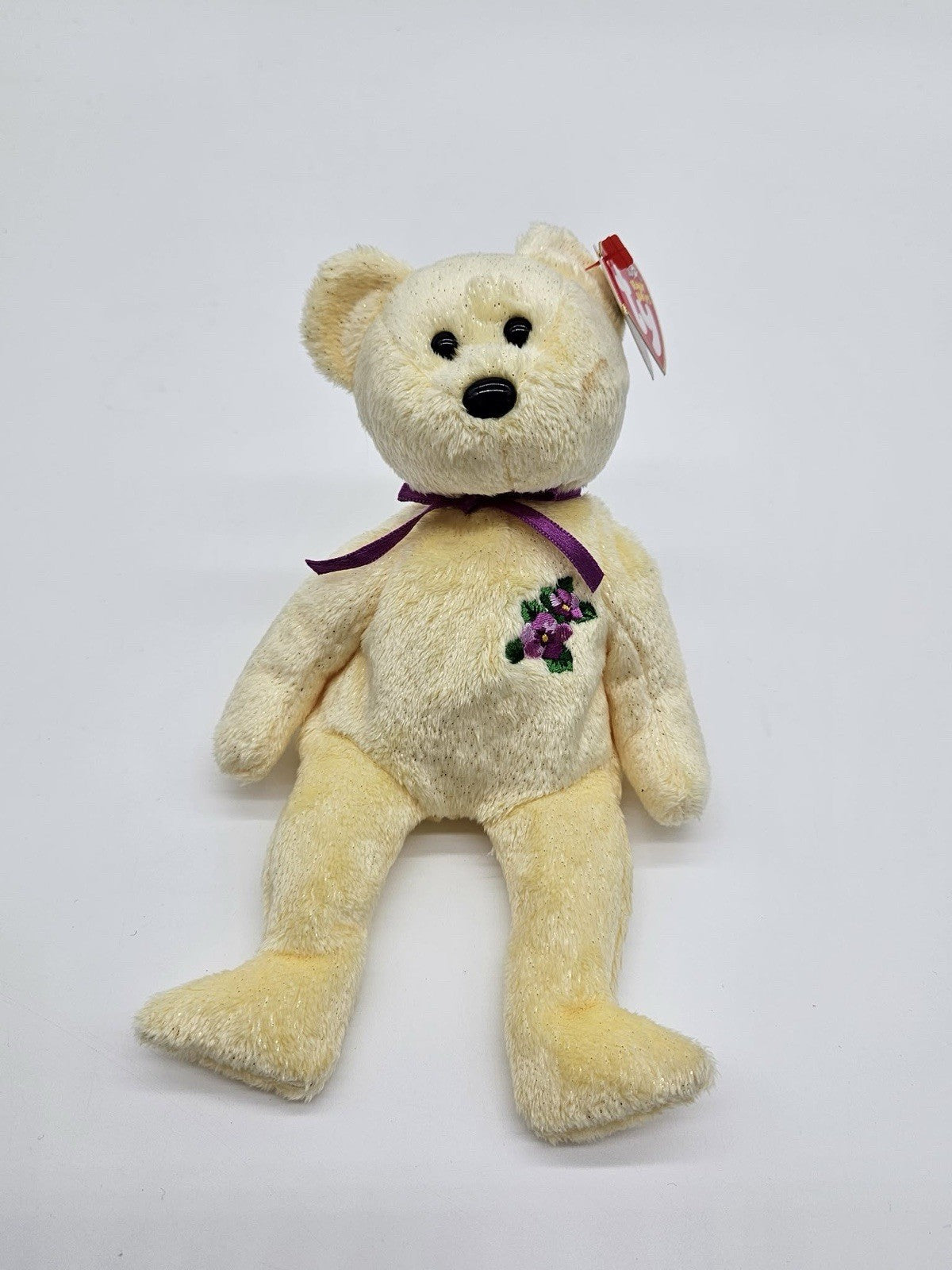 Vintage Ty Beanie Baby MOTHER 2002 Yellow Bear Pansy Flower Patch Mother's Day