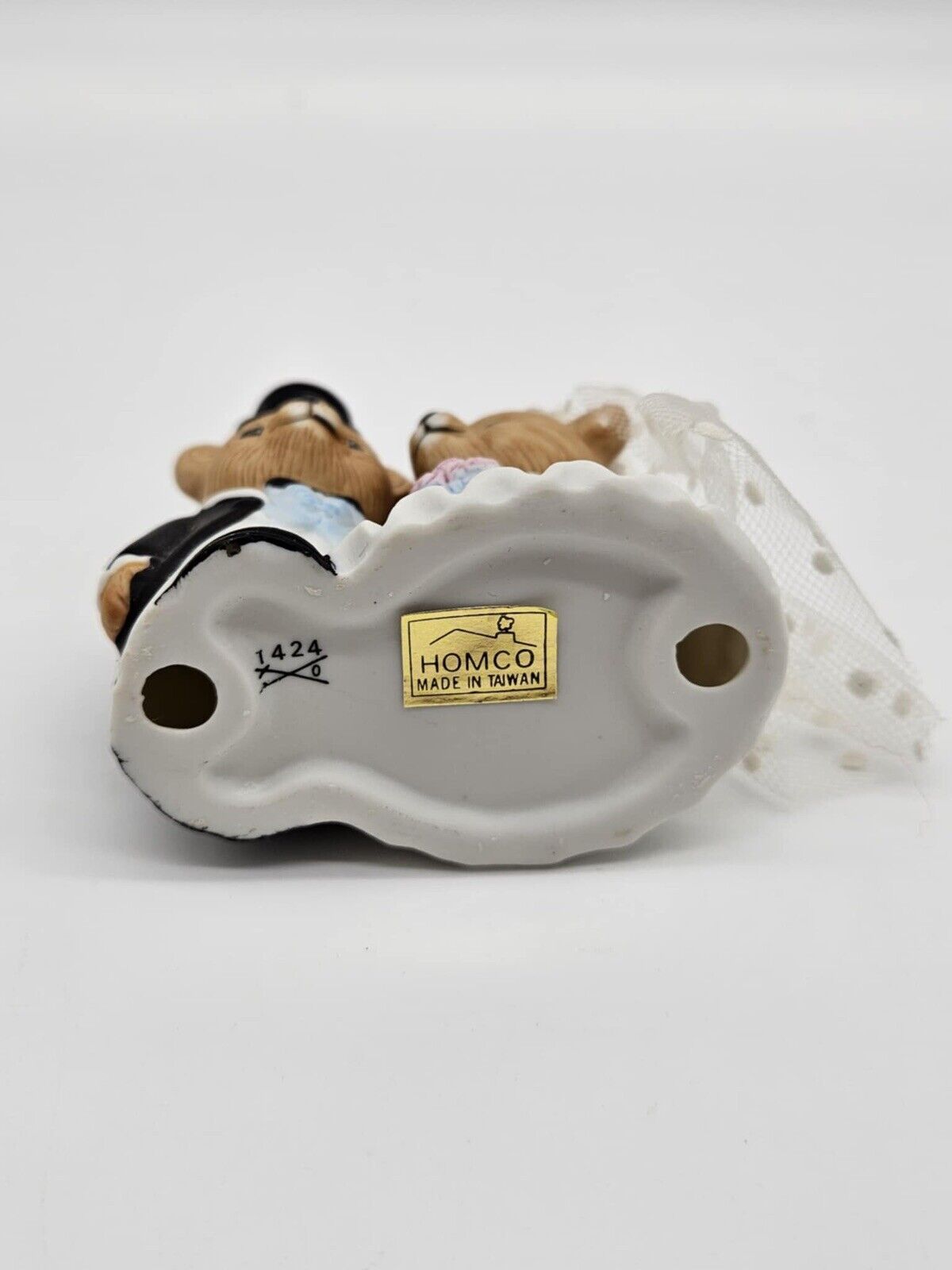 Homco Wedding Bears #1424 Bride & Groom Figurine Ceramic Porcelain Cake Topper