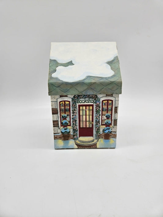 Lillian Vernon Bookshop House Cardboard Storage Box Holiday Decor