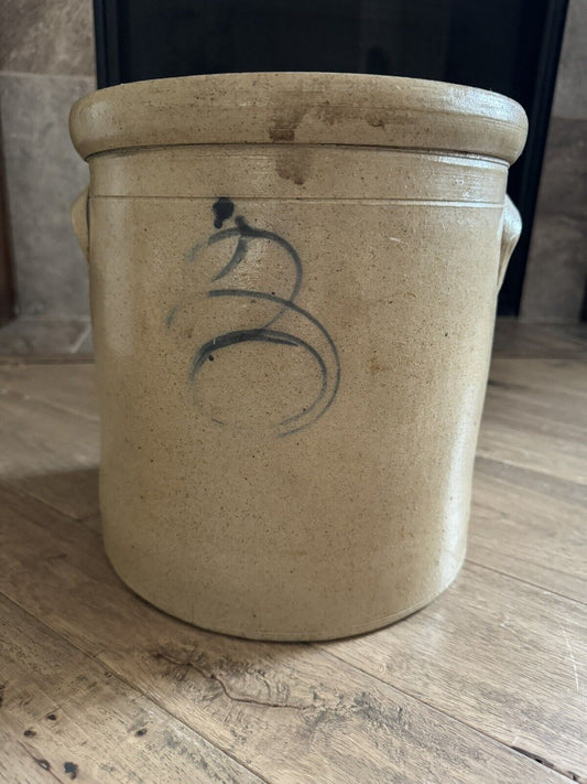 Antique Primitive 3 Gallon Red Wing? Salt Glaze Stoneware Crock
