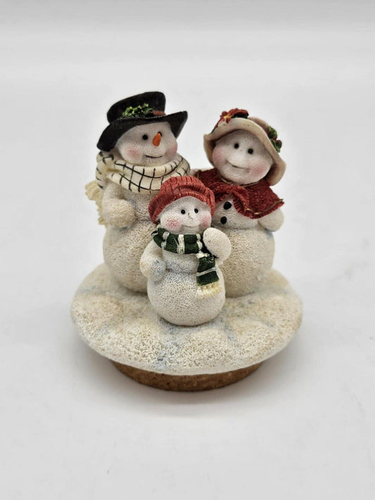 Home Interiors Snowman Candle Topper Small Family Winter Christmas
