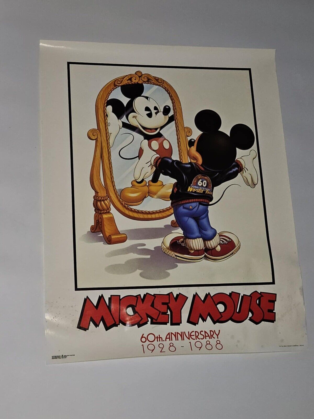 VINTAGE 1988 WALT DISNEY MICKEY MOUSE 60th ANNIVERSARY POSTER 22" x 28"