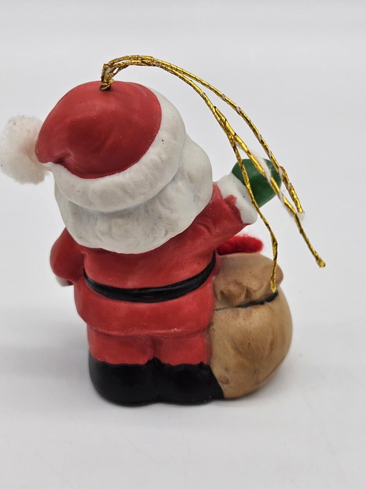 Vintage 1986 Santa Clause Ceramic Hanging Christmas Ornament Boa 3" tall