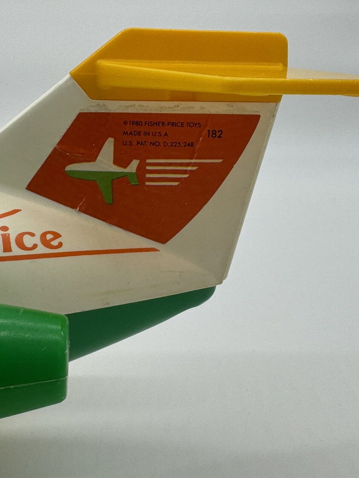 B. Vintage Fisher Price Little People Jet Plane Green Yellow Model #182  (1980)